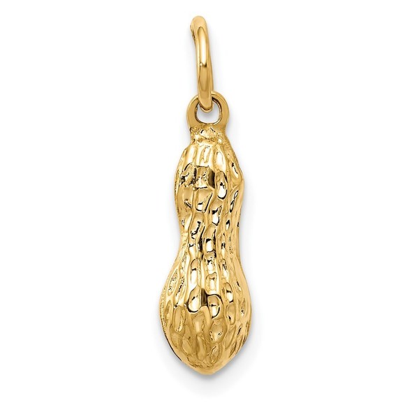 Million charms 14k Genuine Yellow Gold 3D Peanut Necklace Charm Pendant